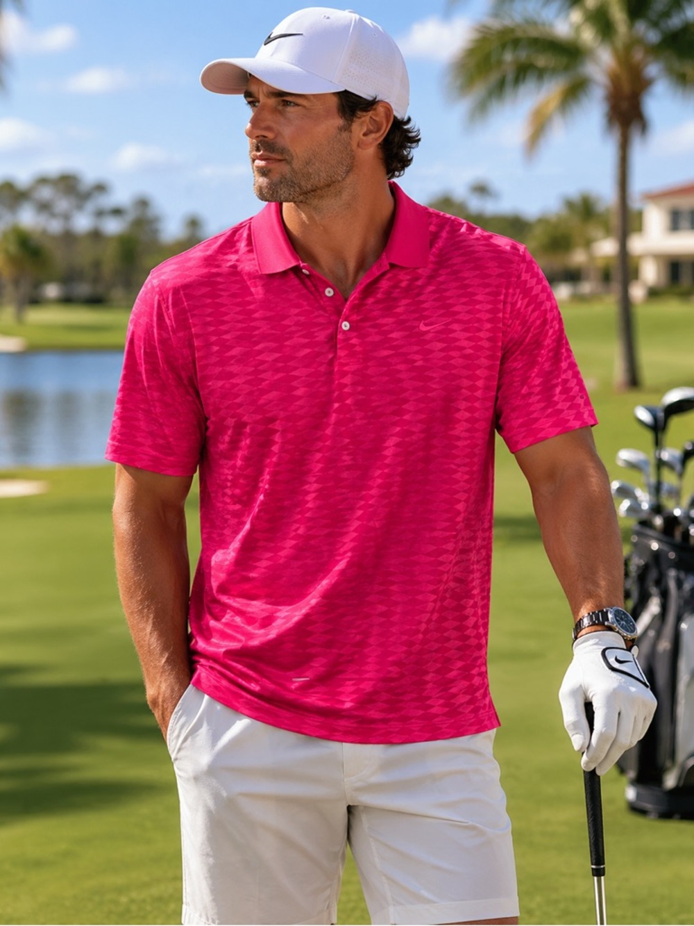 Nike Men's golf tour performance dri-fit sz XL Pink Polo Shirt short sleeve